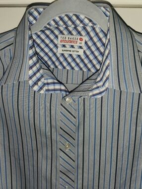 Ted Baker Endurance Gray Blue Men's Shirt Size 16.5 Large EUC $30